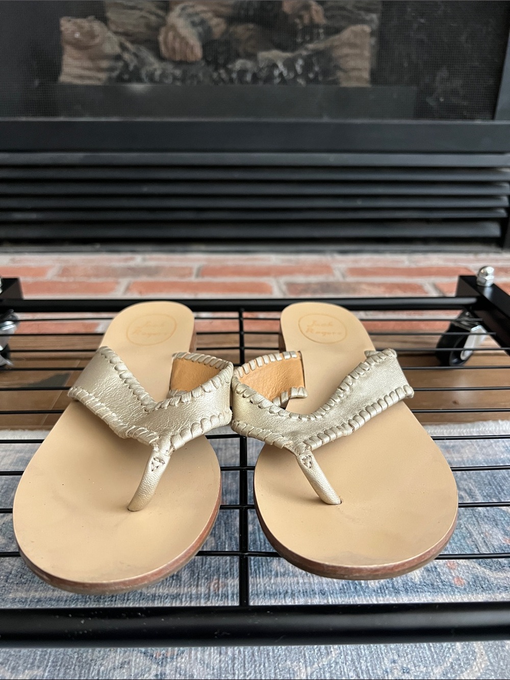 Jack Rogers Metallic Gold Thong Sandals